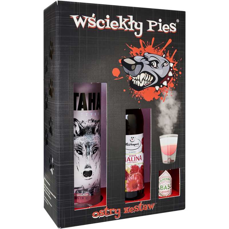 Ostry Zestaw Wściekły Pies Wataha Wódka 0,7L 40% + syrop i sos.jpg