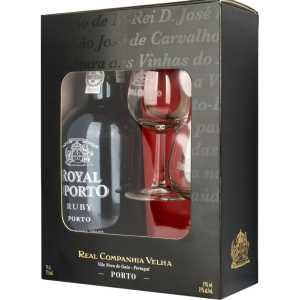 Royal Oporto Ruby Czerwone Słodkie Wino 0,75L 19% + 2 kieliszki