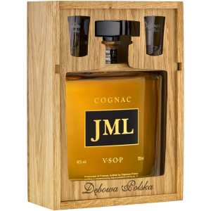 JML Skrzynka Zasuwana Koniak 0,7L 40% + 2 kieliszki
