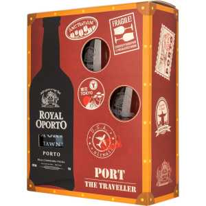 Royal Oporto Tawny Porto The Traveller Czerwone Słodkie Wino 0,75L 19% + 2 kieliszki