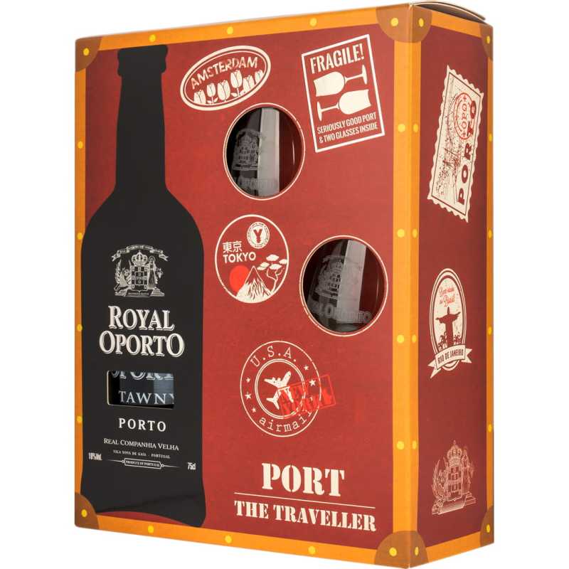 Royal Oporto Tawny Porto The Traveller Czerwone Słodkie Wino 0,75L 19% + 2 kieliszki.jpg