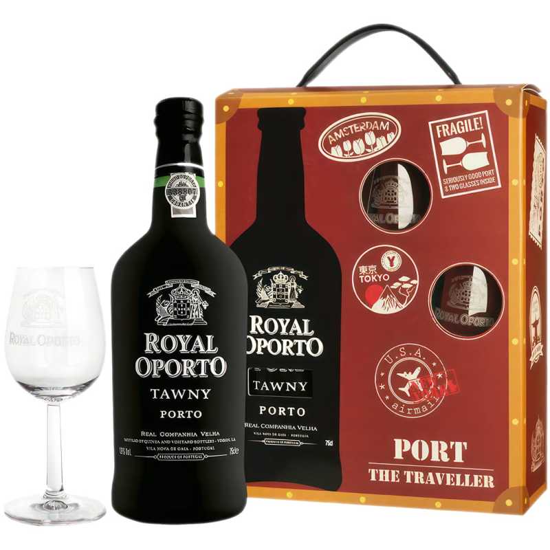 Royal Oporto Tawny Porto The Traveller Czerwone Słodkie Wino 0,75L 19% + 2 kieliszki 2.jpg