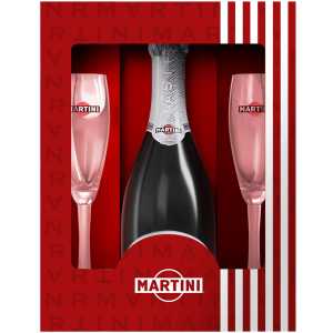 Martini Asti Wino Musujące 0,75L 7,5% + 2 kieliszki