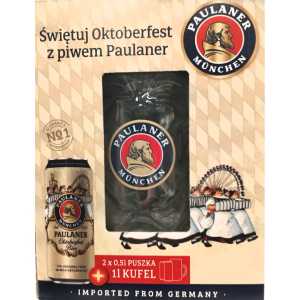 Paulaner Zestaw Oktoberfest Bier Puszka Piwo 2x 0,5L 6% + kufel