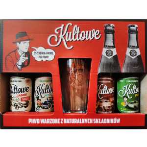 Browar Staropolski Zestaw Kultowy Piwo 4 x 0,5L, 0%, 5,2% + szklanka