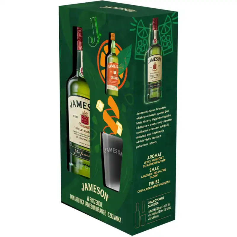 Jameson Whiskey 0,7L 40% + szklanka i miniaturka.jpg