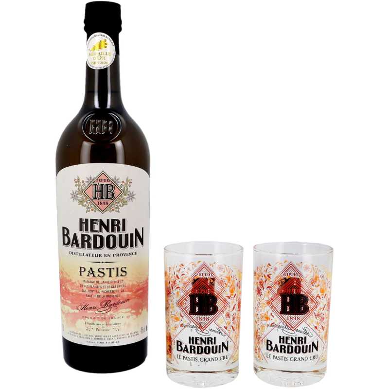 Henri Bardouin Pastis Likier 0,7L 45% + szklanki 2.jpg