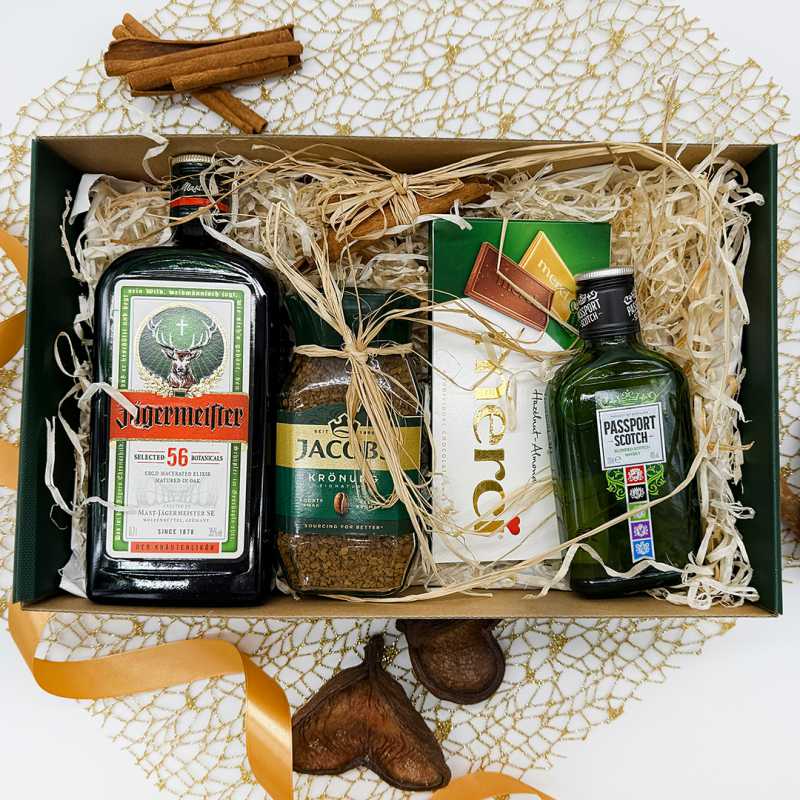 Ekskluzywny męski gift box z alkoholami i kawą