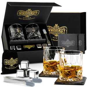 Zestaw Szklanek do Whisky 2 x 0,31L + 4 kamienie i akcesoria