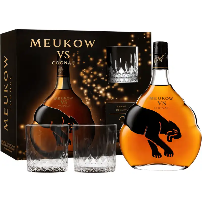 Meukow Black Panther VS Koniak 0,7L 40% + 2 szklanki 2.jpg