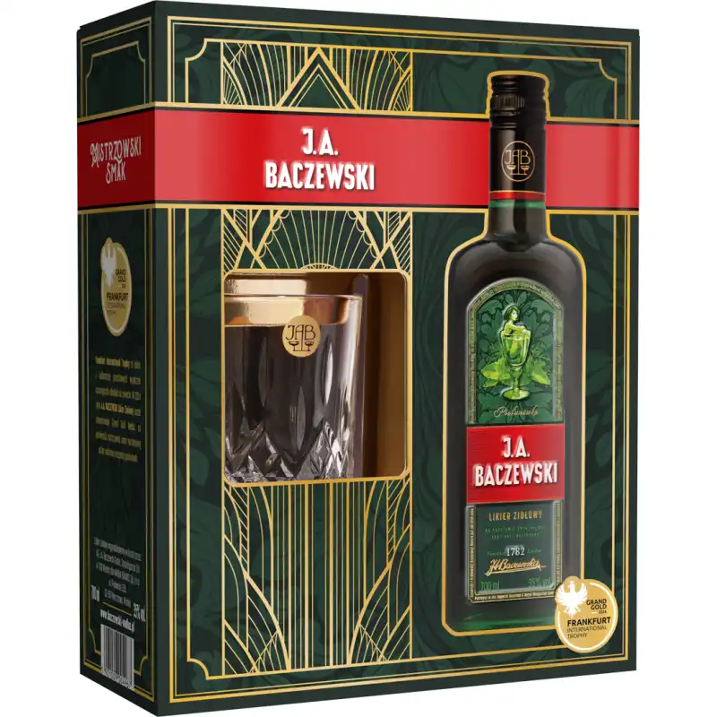 J.A. Baczewski Piołunówka Likier 0,7L 35% + szklanka 2.jpg