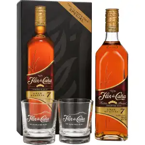 Flor de Cana Gran Reserva 7YO Rum 0,7L 40% + 2 szklanki