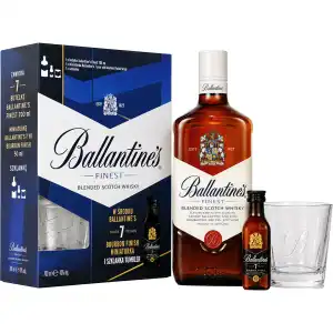 Ballantine's Whisky 0,7L 40% + szklanka + miniaturka