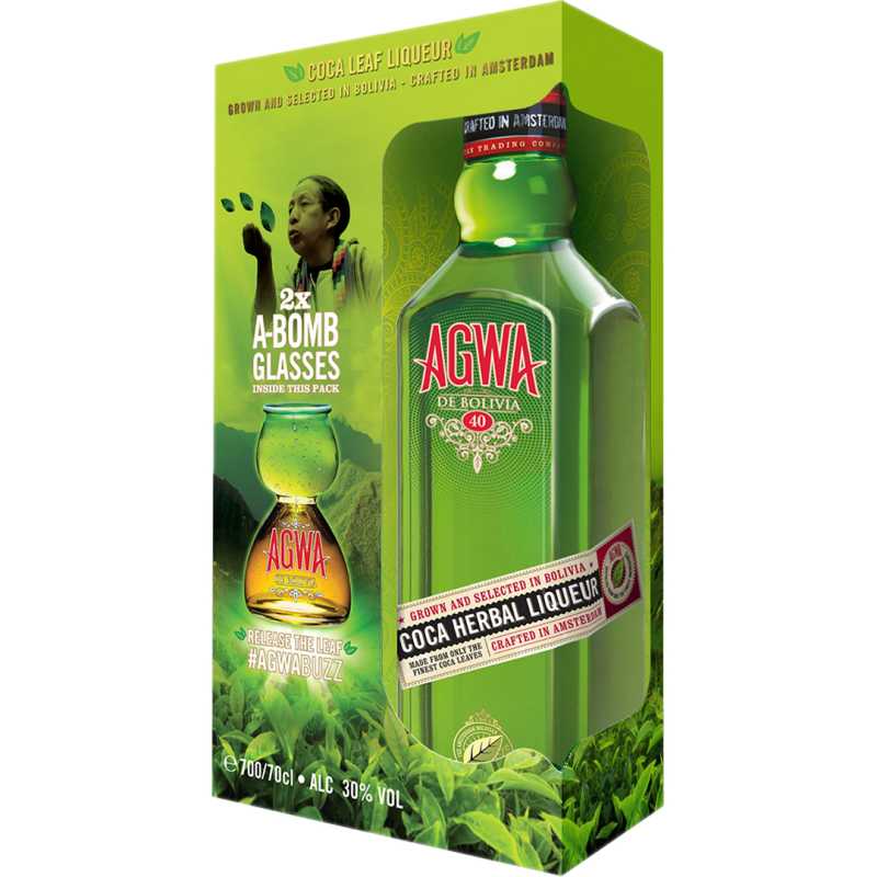 Agwa De Boliwia Coca Leaf Likier 0,7L 30% + 2 kieliszki 3.jpg