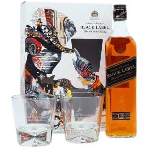 Johnnie Walker Black Label 12YO Whisky 0,7L 40% + 2 szklanki