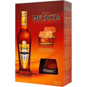 Metaxa 7* Brandy 0,7L 40% + 2 szklanki