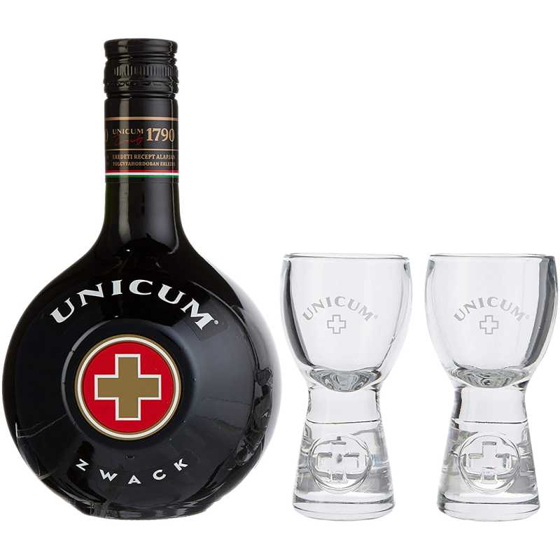 Unicum Ziołowy Likier 0,7L 40% + 2 szklanki 2.jpg