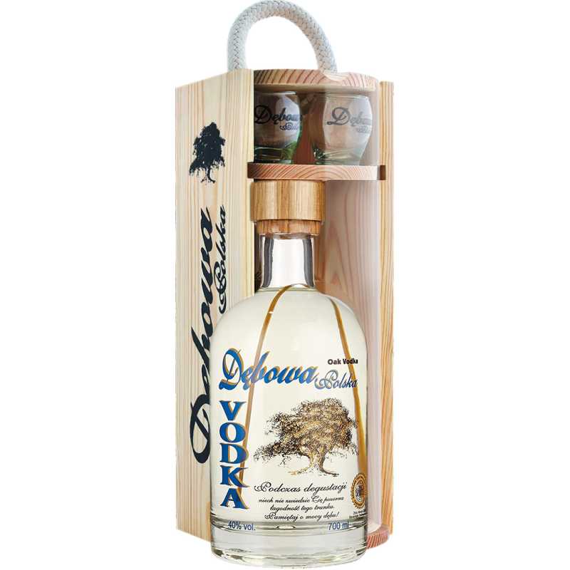 Dębowa Polska Etui Drewniane Wódka 0,7L 40% + 2 kieliszki 2.jpg