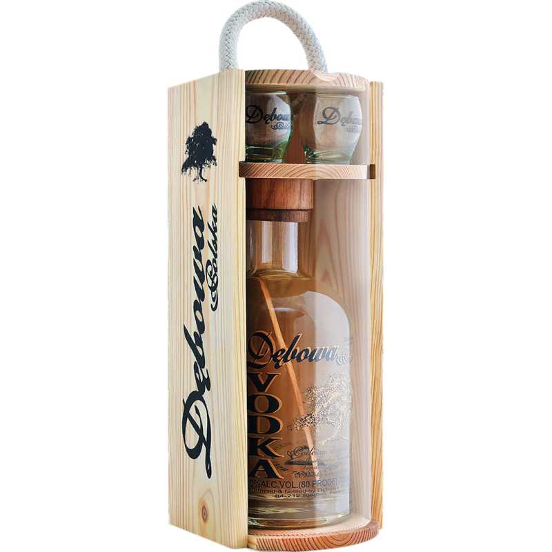 Dębowa Polska Etui Drewniane Wódka 0,7L 40% + 2 kieliszki.jpg