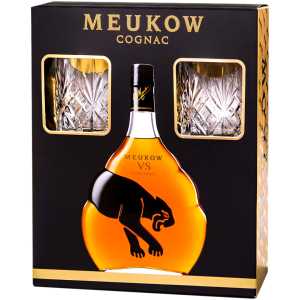 Meukow VS Koniak 0,7L 40% + 2 szklanki