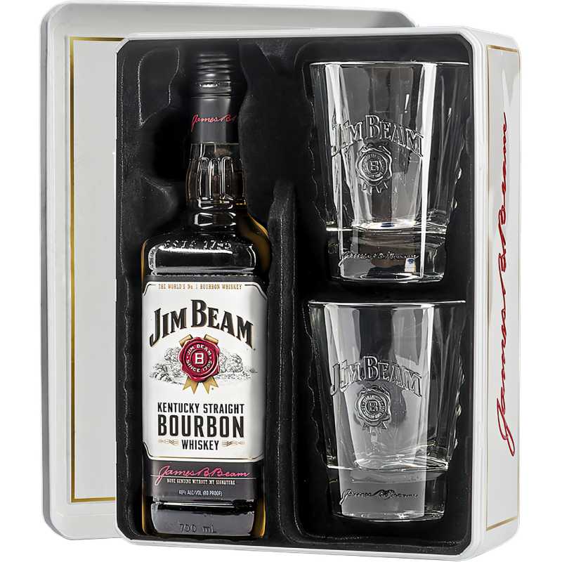 Jim Beam Bourbon 0,7L 40% + puszka i 2 szklanki.jpg
